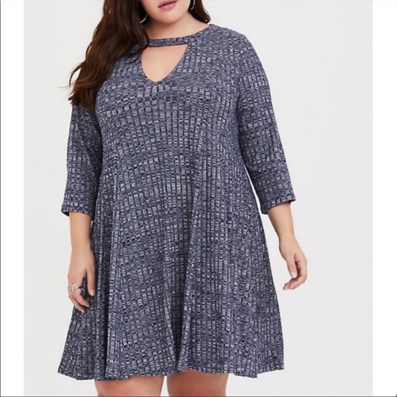💙💙 TORRID NAVY CHOKER NECK RIBBED SWEATER DRESS 💙💙 - Picture 1 of 6